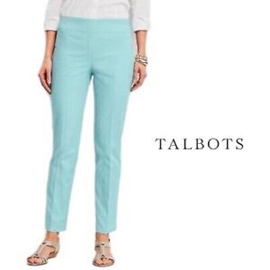 NEW NWT Talbots Minty Blue Medallion Jacquard Ankle Pants size 14